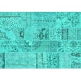 thumbnail image 1 of Ahgly Company Machine Washable Indoor Rectangle Patchwork Turquoise Blue Transitional Area Rugs, 5' x 8', 1 of 4