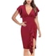 thumbnail image 1 of Vestido de tubo sexy con mangas con volantes y escote en V profundo a la moda de verano para mujer Fridja  bnh1666, 1 of 8
