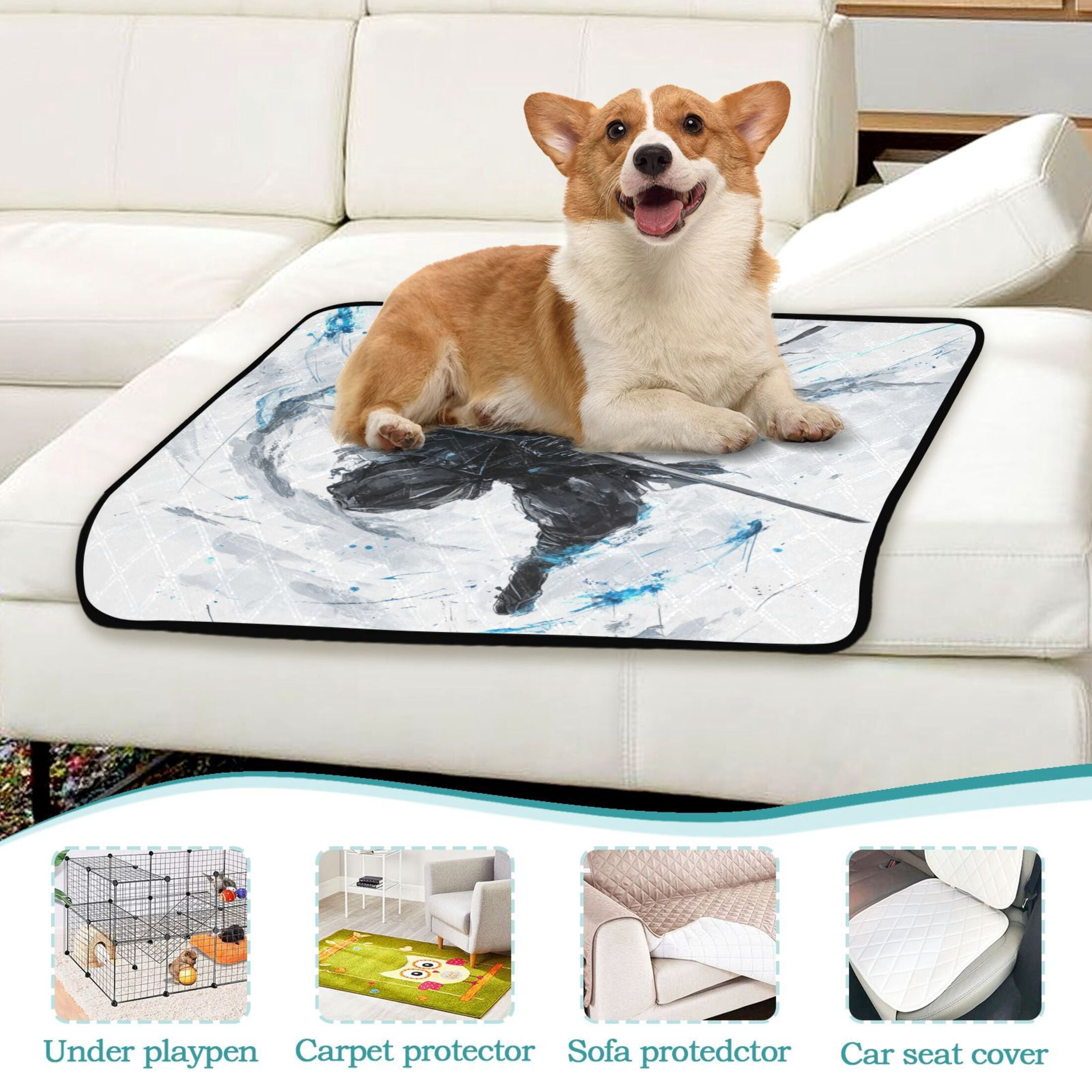 Qxltty Doubl Sword Ninja Cat litter Pads Pet Set of 3 Diaper Mats Center Anti-leakage Layer Absorbent Soft and Comfortable