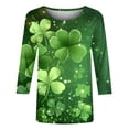 thumbnail image 5 of lcziwo Women's St. Patrick's Day Shirt Green Tops Funny St Patricks Day Lucky Irish Shamrock Crew Neck Tee 3/4 Sleeve Graphics T-Shirt 2025 Green,XXXXXL, 5 of 5