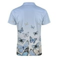 thumbnail image 5 of Blue Gradient Butterfly Men Zipper T-shirt Summer Casual Short Sleeve T-shirt Top, 5 of 7