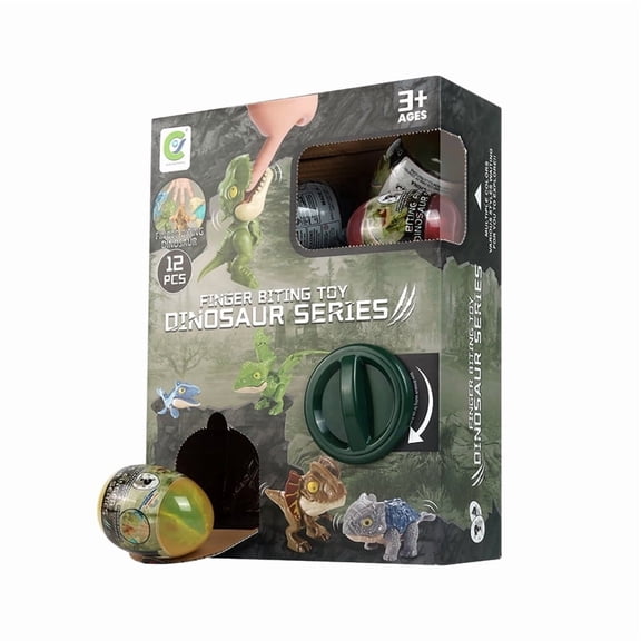 HNZENBW 12 Pcs Dinosaur Egg Dinosaur Gachapon Toy Set Biteable Fingertip Dinosaur Toy Set Easter Egg Christmas Party Gift forAge 3 
