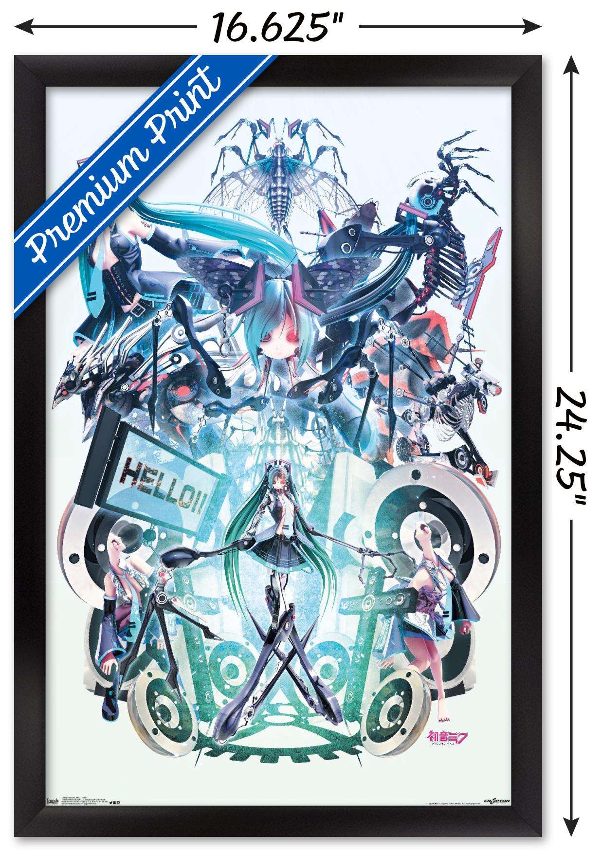 Hatsune Miku - Hello Wall Poster, 14.725" x 22.375", Framed