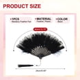 thumbnail image 2 of Uxcell Embroidered Flower Marabou Feather Fan, Vintage Folding Handheld Fan for Costume Party Dancing Wedding Show Black, 2 of 6