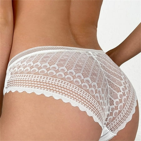 Pavied Cotton Underwear Seamless Underwear Women s Low Waist Mesh Briefs Solid Color Cotton Crotch Underwear Panties Plus Size Underwear Lace Underwear White S