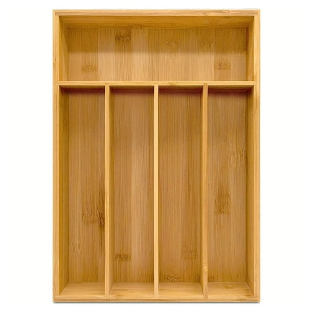 Caja de Bambú para Tenedores, Caja Divisoria, Organizador de Bandejas para Cubiertos, Organizador de Cocina para Cubiertos y Plata.