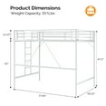 thumbnail image 3 of Ktaxon Loft Bed Full Size with Flat Rungs, No Box Spring Required,Heavy Duty Metal Slat Support,White, 3 of 10