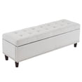 thumbnail image 2 of 51"Storage Ottoman Bench with Copper Nails, Upholstered Linen Storage Bench End of Bed, Entryway Bench Storage Organizer with Safety Hinge for Living Room, Bedroom, Entryway, Off-White, 2 of 9