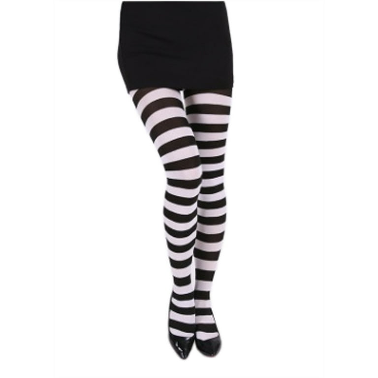 Aunavey Womens Striped Full Length Tights Legging Footed Pantyhose