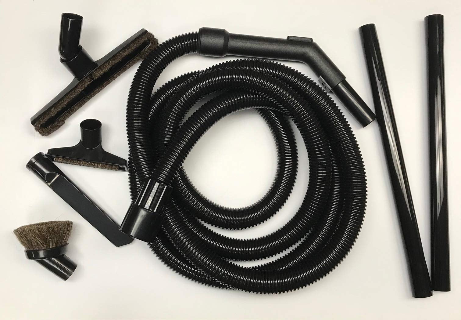 Compatible Replacement for Some Shop Vac and Ridgid Style Vacuum Cleaners Crushproof Commercial Grade Hose with Tool Set. Has 2 1/4" Machine End Coupling and Uses the Standard 1 1/4" Hose At