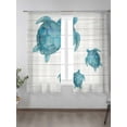 thumbnail image 2 of Ocean Turtle Sheer Curtains 2 Panels Set Animals Abstract Watercolor Wood Grain Lihgt Filtering Rod Pocket Voile Drape, Semi Sheer Window Curtains for Bedroom Living Room, 52"x72", 2 of 5