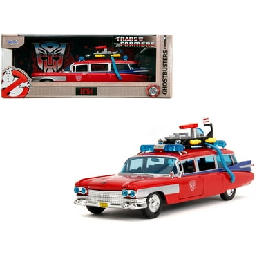 1959 Cadillac Ambulance Ecto-1 Red "Transformers" TV - "Ghostbusters" (1984) Movie Crossover1/24 Diecast Model Car by Jada