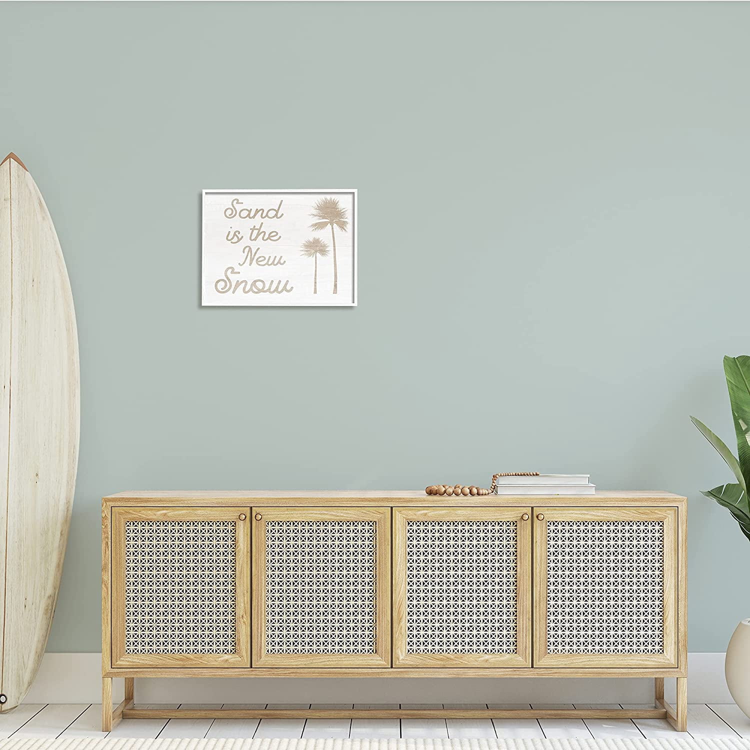 Stupell Indtries Sand is New Snow Phrase Soft Palm Trees,20 x 16,Design by Daphne Polselli
