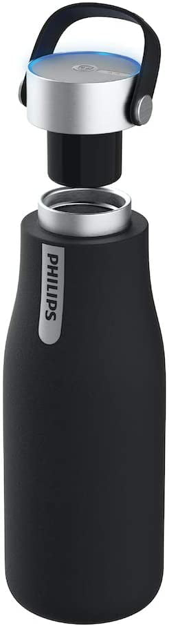 Philips Go Zero Smart Bottle 350 ml Libre de BPA Botella de agua UVC-LED Autolimpiable Amarilo Pastel Acero Inoxidable 
