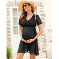 thumbnail image 5 of KOJOOIN Women's Maternity Dress 2024 Short Sleeve Summer Dress V Neck for Baby Shower Photography Midi Dress, 5 of 9