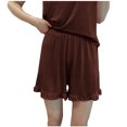 thumbnail image 4 of cfhntfmh Lounge Pajama Shorts for Women Comfy Elastic Waisted Baggy Shorts Soft Loose Wide Leg Ruffle Hem Pjs Bottoms Sleepwear, 4 of 4