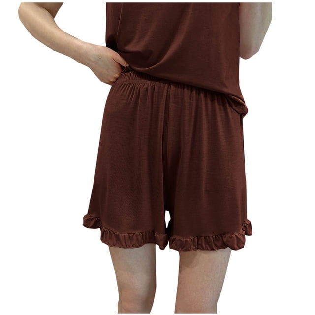 Shorts de Pyjama pour Femmes, Shorts Décontractés Larges Unis pour Femmes