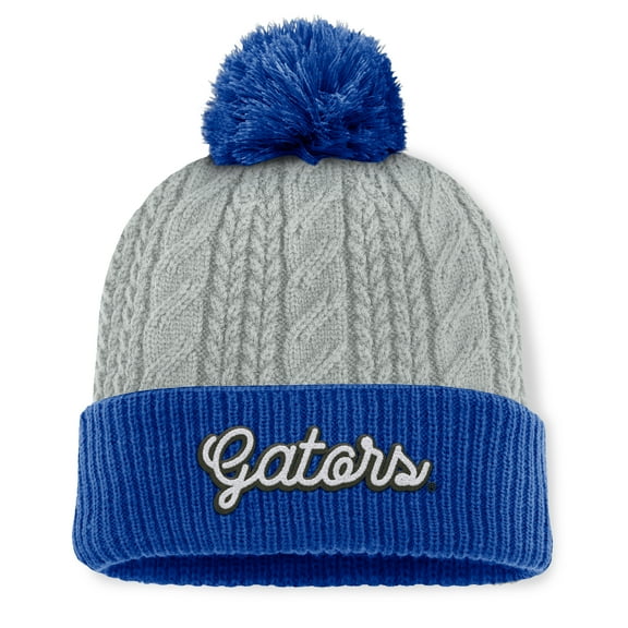 Women's Top of the World Gray/Royal Florida Gators Becca Cuffed Knit Hat with Pom