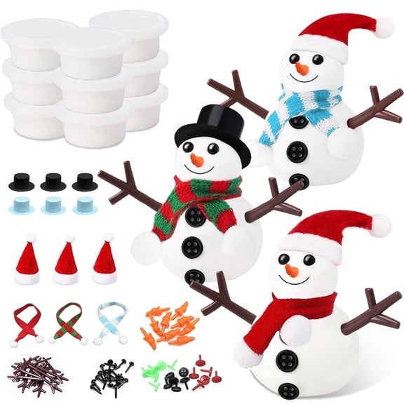 BEEPRINCESS Air Dry Clay, 9 Pack Build a Snowman Kit Snowman Crafts for Kids, Molding Clay Snowman DIY Kit, Christmas Stocking Stuffers for Kids, Christmas Crafts Toys Gift for Kids Age 3 4 5 6 7 8
