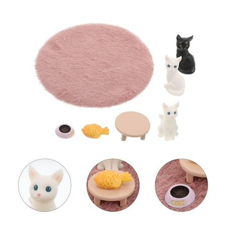 Clispeed Tiny Cat Figurines Dollhouse Miniature Accessories Multi 7-Pcs