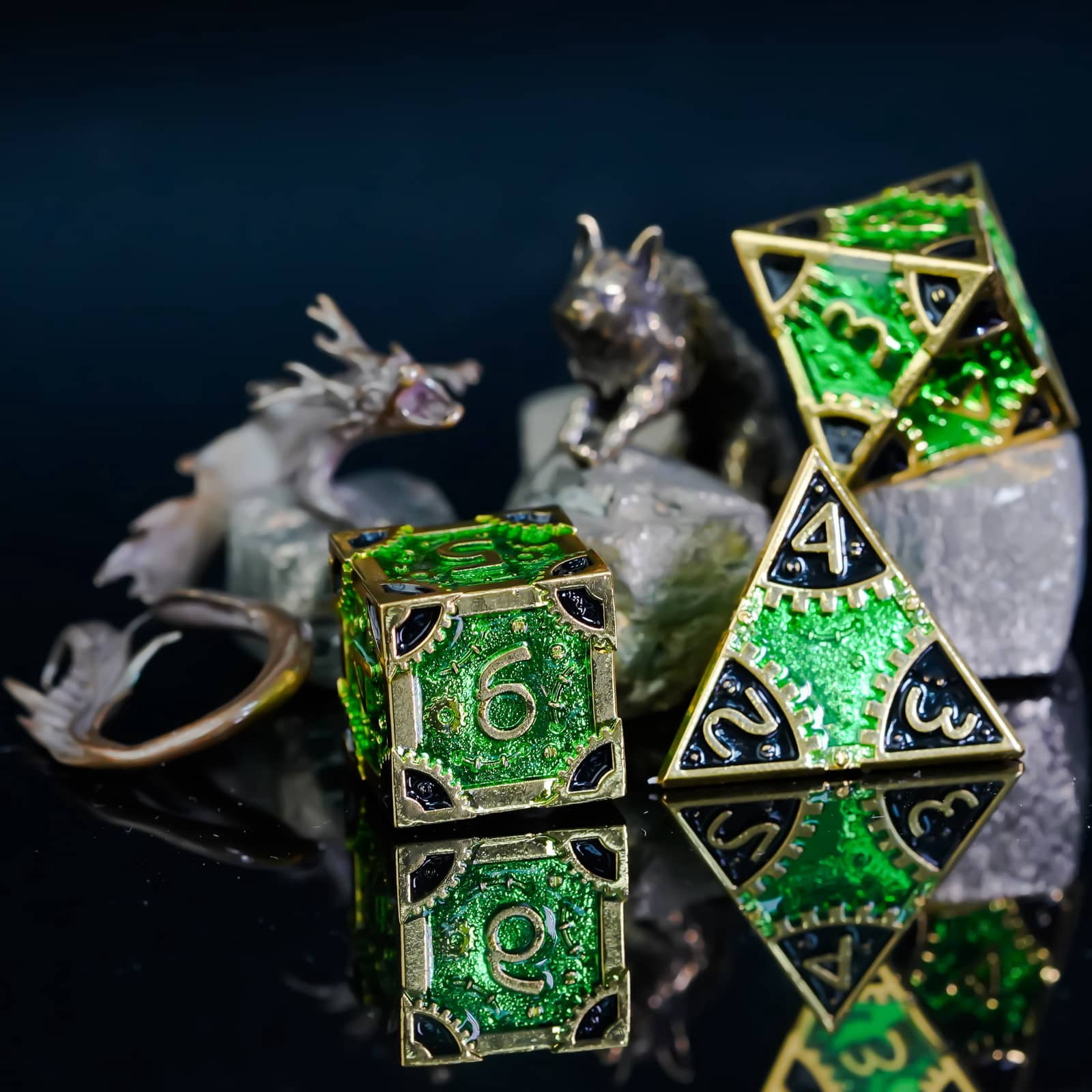 Cusdie 7 PCS/SET DND Metal Dice, Steampunk Polyhedral D&D Dice Set, Metal Dice Set for Role Playing Game D&D Dice MTG Pathfinder