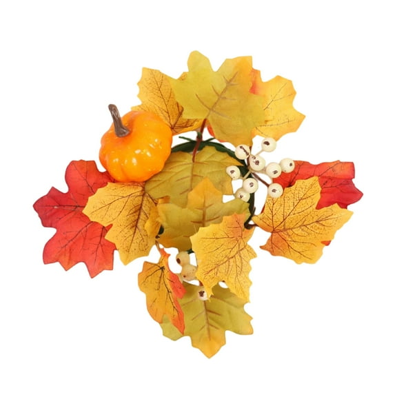 FeiFu Thanksgiving Hallow-een Pumpkin Maple Leaf Berry Candle Holders Wreaths Suitable for Thanksgiving Hallow-een Decor