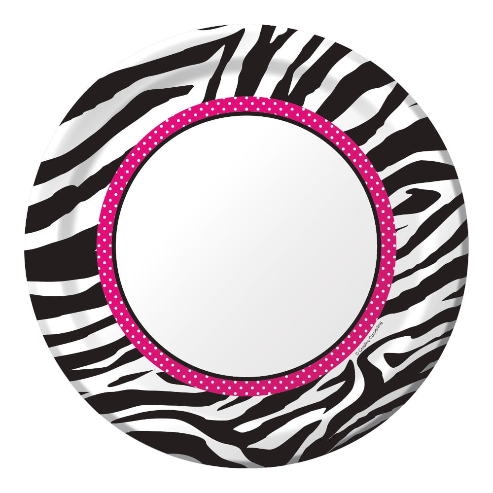 Club Pack of 96 Pink Zebra Boutique Disposable Round Paper Party Dinner