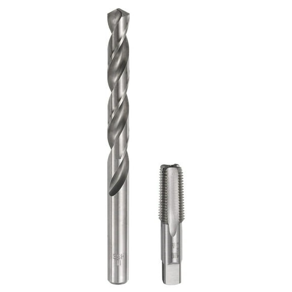 Uxcell Tap and Drill Bit Set, 1/4-18 NPT Straight Flute Thread Tap & 11mm Drill Bit