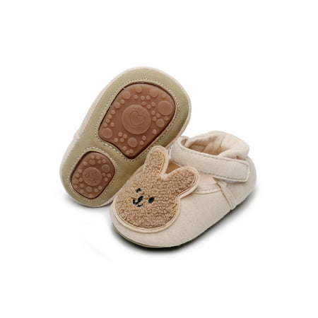 

Lacyhop Infant Baby Sock Shoes Magic Tape Floor Slippers Cartoon Socks Slipper Walking Cute Soft Shoe Non-slip Prewalker Beige Rabbit Rubber Sole 4C
