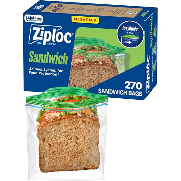 Sxpopstore Ziploc Sandwich and Snack Bags with Easy Open and Close, Plastic Food 270 Count