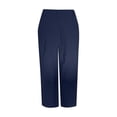 thumbnail image 5 of RUTAYY Women's Pants Comfortable Solid Color High Waist Straight Wide Leg with Pocket Casual Everyday Wear Fashion Travel Trousers, 5 of 5