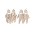 thumbnail image 2 of Cjfdfy Newborn Twins Matching Outfits for Baby Boy Girl Hospital Going Home Outfit Spring Fall Winter Clothes Owl Print Ribbed Rompers Long Sleeve Jumpsuits Hat 2Piece Set, 2 of 9