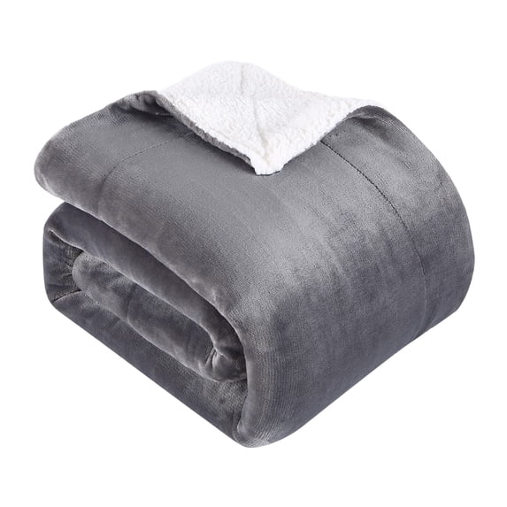 Berber Fleece Soft Warm Bed Blanket Reversible Sherpa Blanket Fuzzy Plush Snuggle Blanket, Machine Washable Blankets Fall Winter Blanket for Couch Bed Sofa Chair,50"*60",Grey