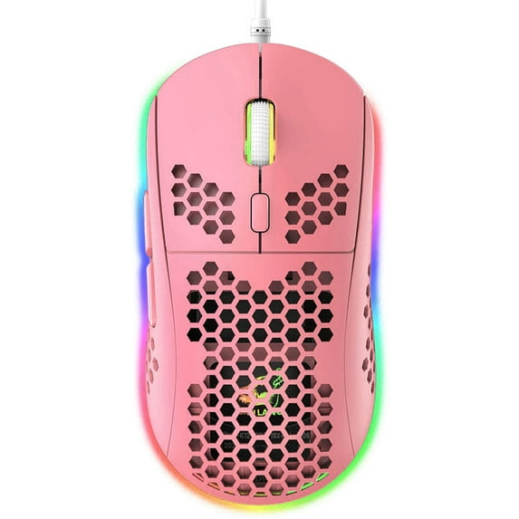 Ultralight Wired Gaming Mouse, Lightweight Honeycomb Shell, 4 RGB Breathing Backlit Mice, 6 Adjustable DPI 6400, USB Optical Computer Mice for Gamer / Office