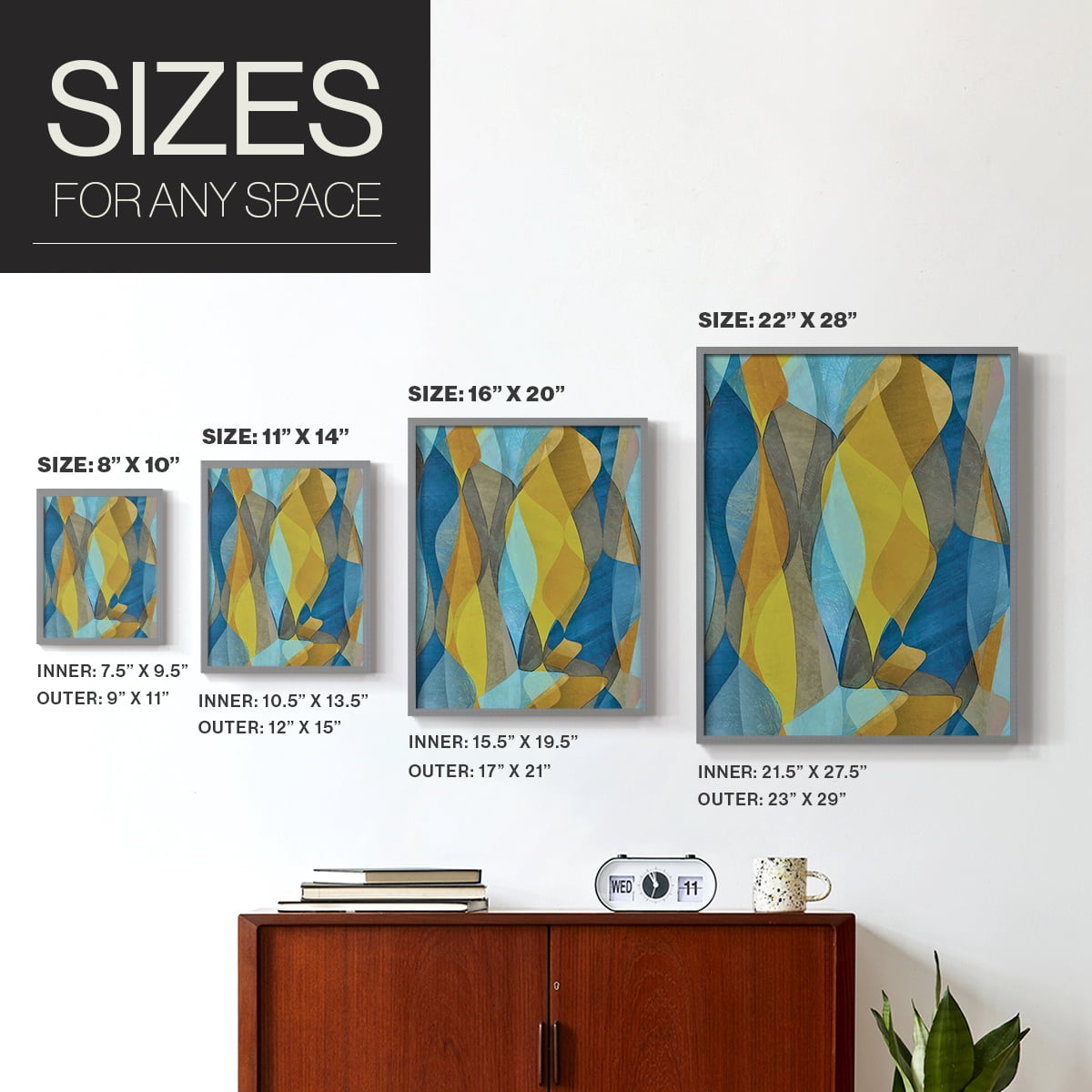 Colorful Cascade II Framed Print in Gray Solid Wood Framed Print No Nail Hanging