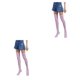 thumbnail image 1 of Qarigey Pack de 2 calcetines a rayas talla grande hasta el muslo transpirabilidad únicos cómodos cálidos fáciles de combinar sin medias rosa blanco rosa blanco 2piezas Qarigey CBP211217, 1 of 6