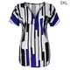 thumbnail image 2 of Qarigey Camiseta de mujer con cuello en V y rayas en la parte de manga corta con cremallera blusa delgada Prendas para la parte del cuerpo Azul 3XL, 2 of 4