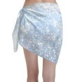 thumbnail image 2 of Geaub White Bule Glitter Women's Short Wrap Skirt, Beach Sun Protection Shawl, Swimsuit Bra, Swimwear Tunic, 2 of 7