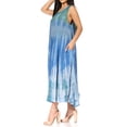 thumbnail image 3 of Sakkas Liza Women's Casual Summer Maxi Caftan Sleeveless Dress Boho w/Pockets Nice - 482104-GreyBlue - One Size, 3 of 5