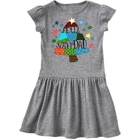 

Inktastic Feliz Navidad Patchwork Tree Quilting Gift Toddler Girl Dress