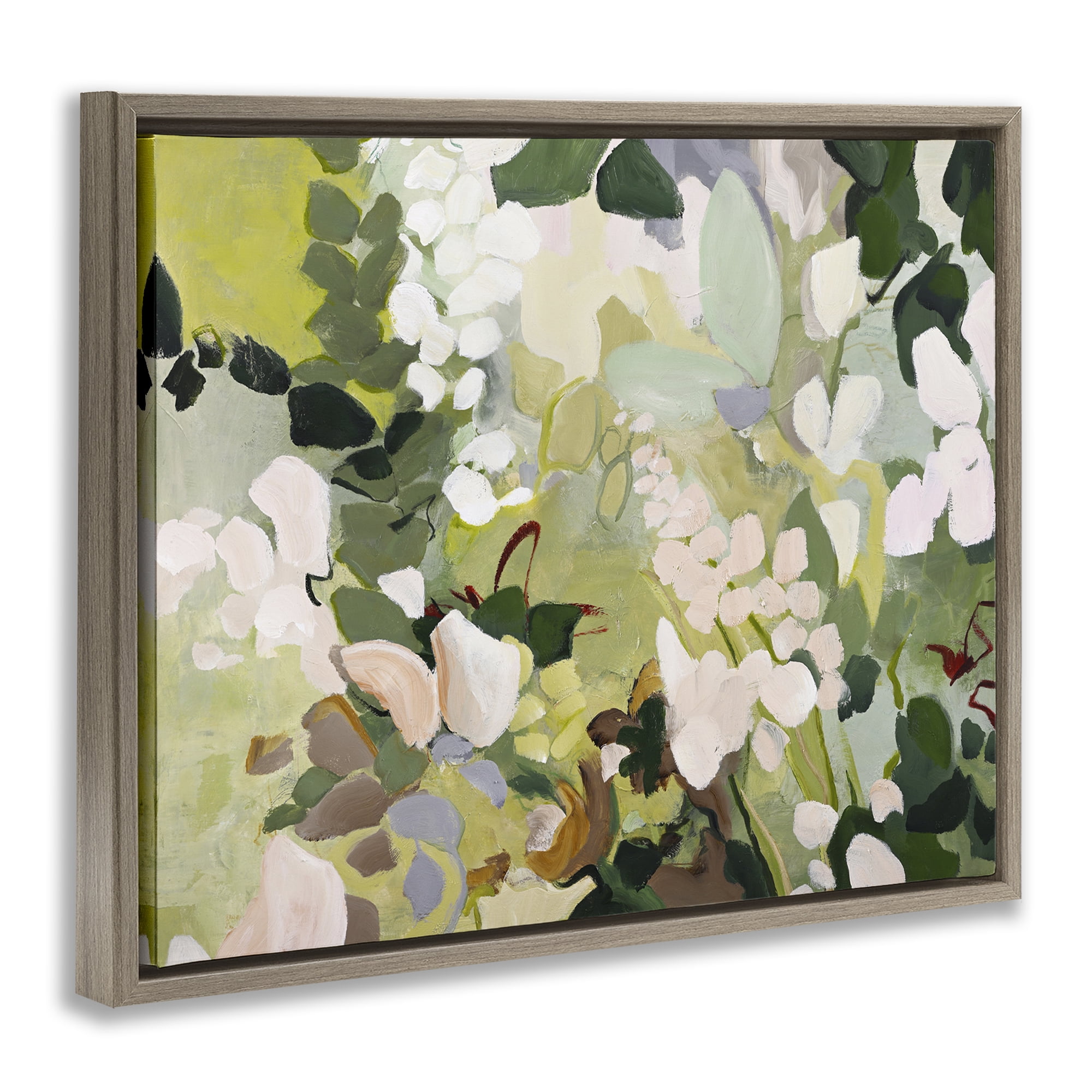 Stupell Industries Modern Botanical Impressions Plants & Flowers Painting Brown Floater Framed Canvas Art Print Wall Art, 21 x 17