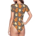 thumbnail image 4 of Naloa Squirrel And Maple Leaves Women's Short-Sleeved Onesie, One-Piece Swimsuit for Parties, dates, clubs - Large, 4 of 9
