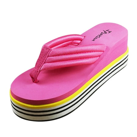 

Ykohkofe Summer Women s Slippers Fashion Sandals Wedges Flip-Flops Flowers Ladies Slipper Red 8