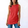 thumbnail image 6 of DailyTrove Women Crew Neck Side Split Long Length Loose Sleeveless Casual Tank Shirt, 6 of 6