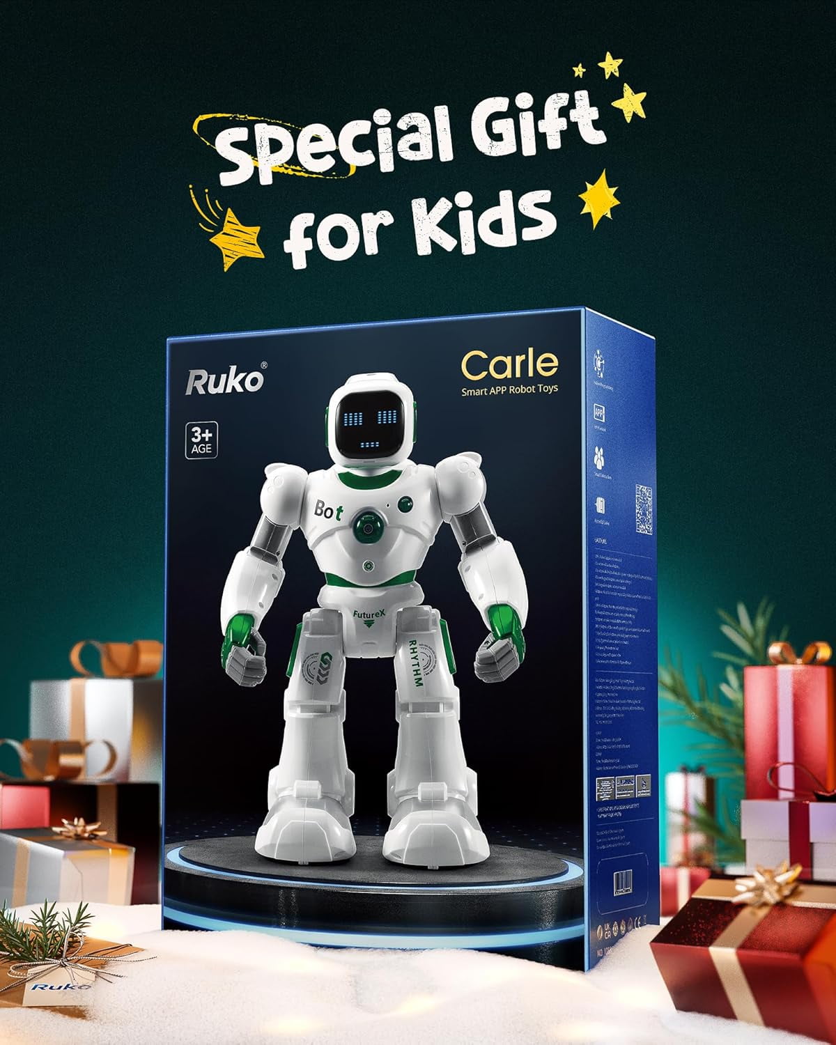Ruko 1088 Smart Robot for Children, Large Programmable RC Robot with Voice and App Control, Gift for Kids 4-9 Year Boys and Girls, Green