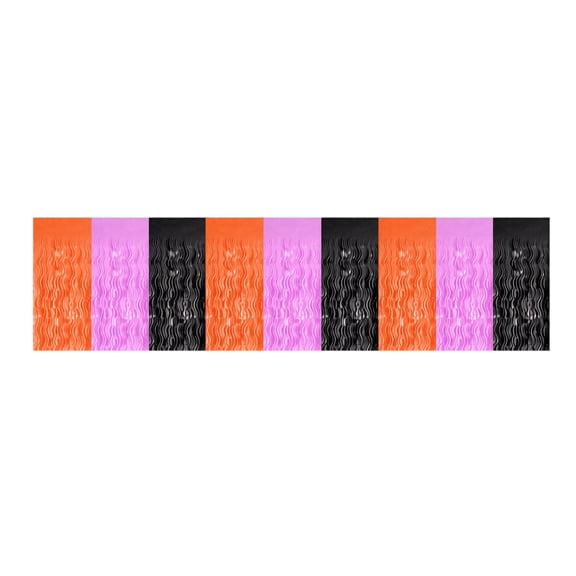 Halloween Scalloped Table Skirt measuring 29.5 × 108.3 Inches Crafted from Easy Clean Plastic Material for Spooky Theme Party Dining Table Decoration and Protection