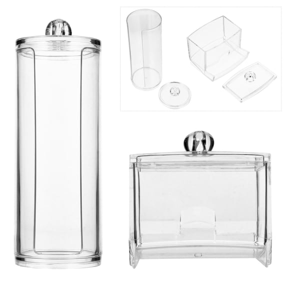 WORGEOUS  2 Pcs Makeup Remover Cotton Storage Box Wipes Pads along with Baby Transparent