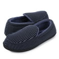 thumbnail image 4 of Women Memory Foam Warm Velvet Moccasins Slippers, Knitted Non-Slip Striped Plush Slides Shoes, 4 of 7