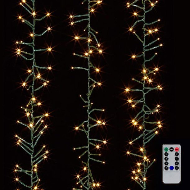RAZ Imports Lights 19.6 Cluster Garland Green Wire with 600 White Light
