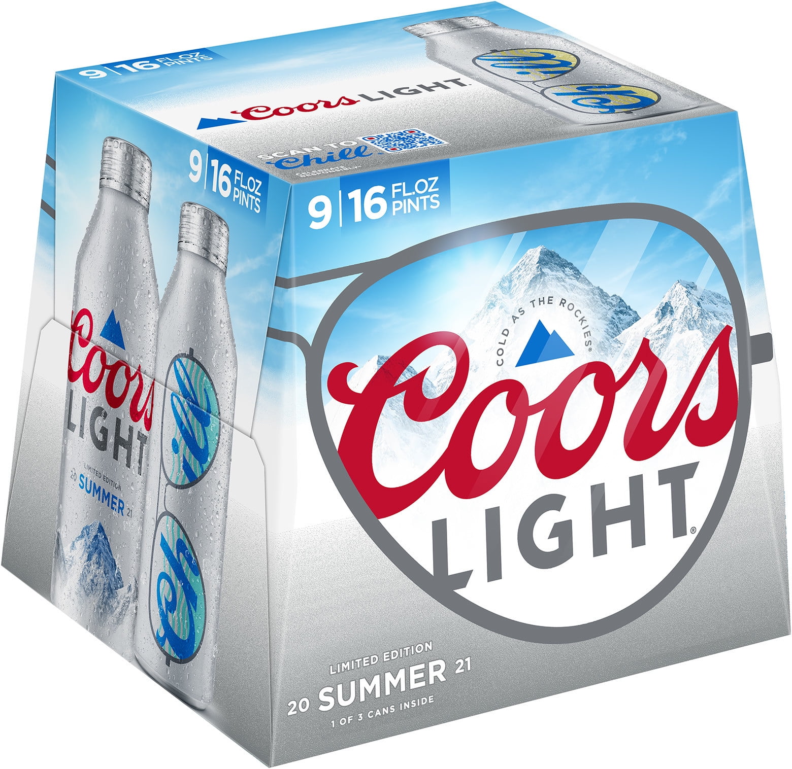 Coors Light Beer, Light Lager Beer, 9 Pack Beer, 16 FL OZ Bottles, 4.2